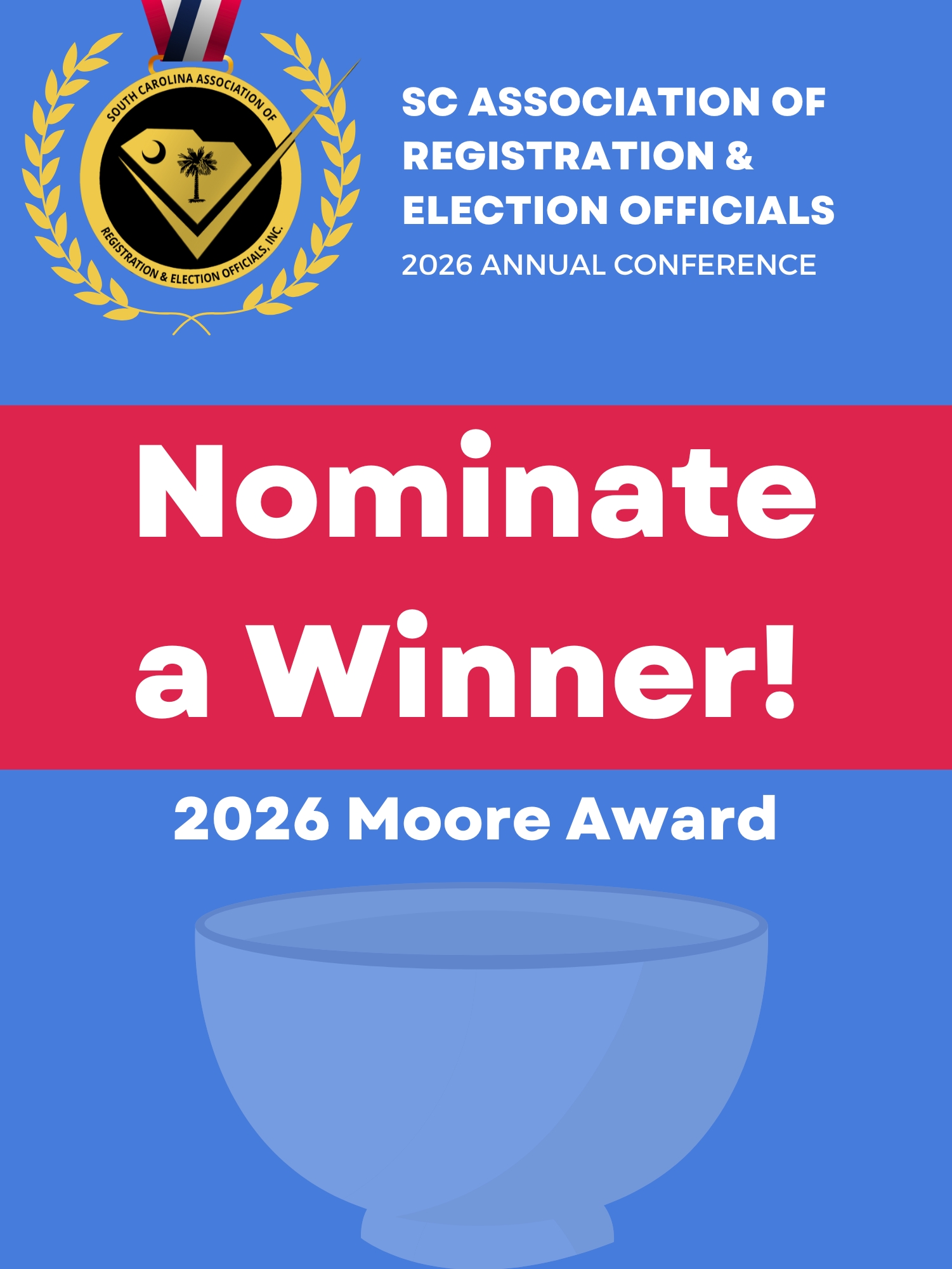 A red, white, and blue graphic reads, “Nominate a Winner! 2026 Moore Award”